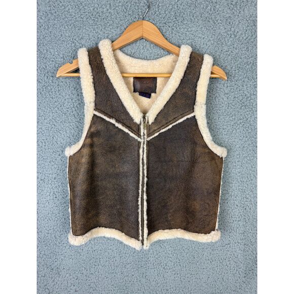 Vintage 1989 Ralph Lauren Shearling Sheepskin Vest Men’s Medium Brown Sherpa USA - Picture 2 of 5